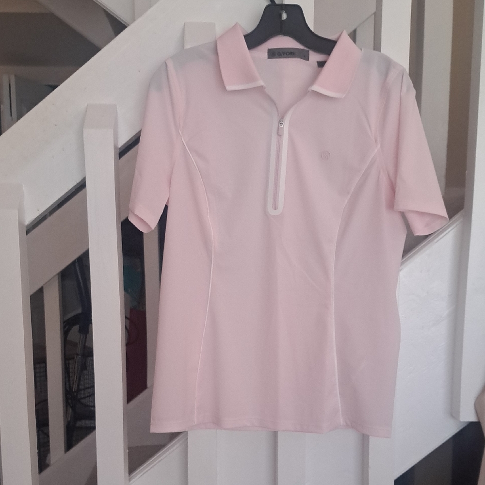 G Fore Lightweight Warp Knit Quarter Zip Polo Tennis/Golf In Pink Like New SzL